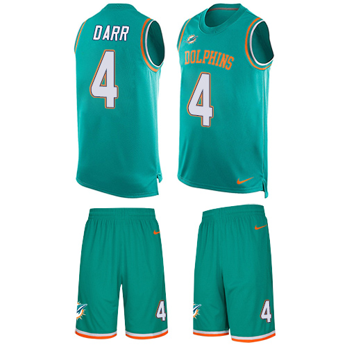 Men's Limited Matt Darr Nike Jersey Aqua Green - #4 Tank Top Suit NFL Miami Dolphins
